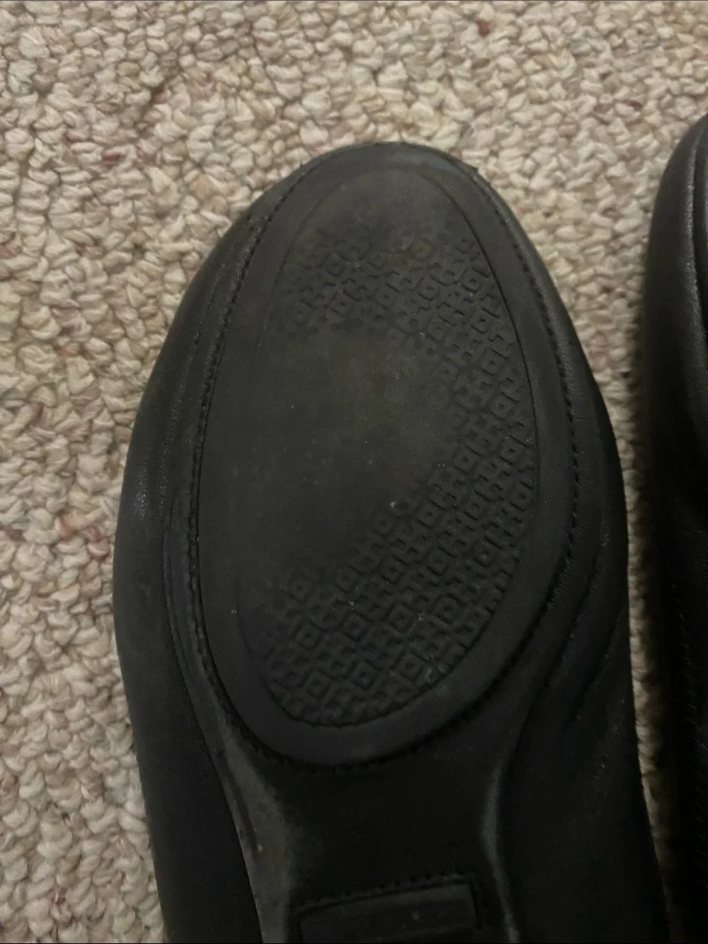 Tory Burch Black Leather Logo Ballet Flats